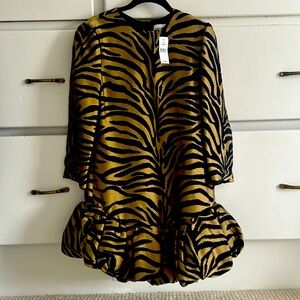 Khaite gold and black jacquard mini dress Zebra dress size 2